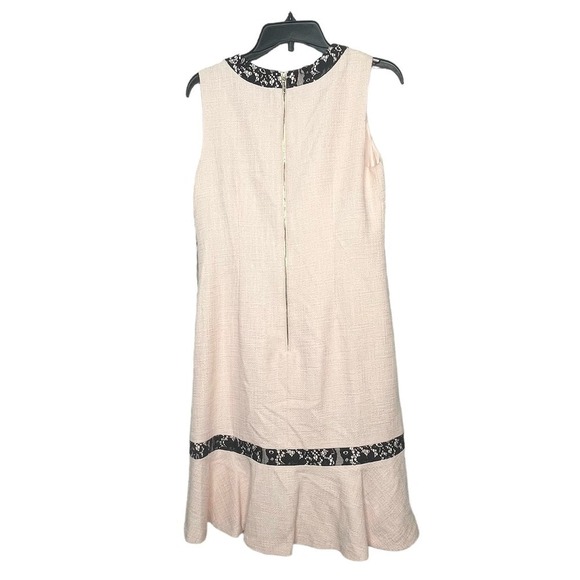 Karl Lagerfeld Paris Flounce Lace Trim Tweed Sheath Dress Blush New Size 8 - Picture 4 of 9